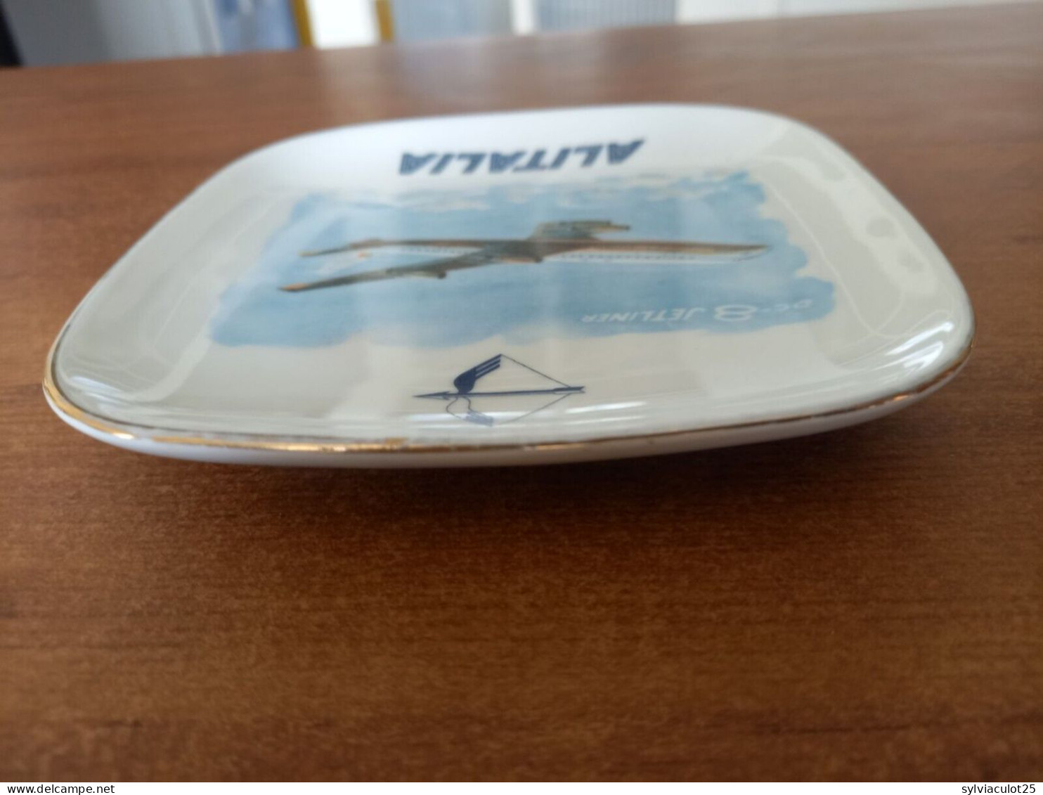 Cendrier POSACENERE Publicité Alitalia - DC-8 JETLINER Ceramica Verbano Vintage - Ashtrays