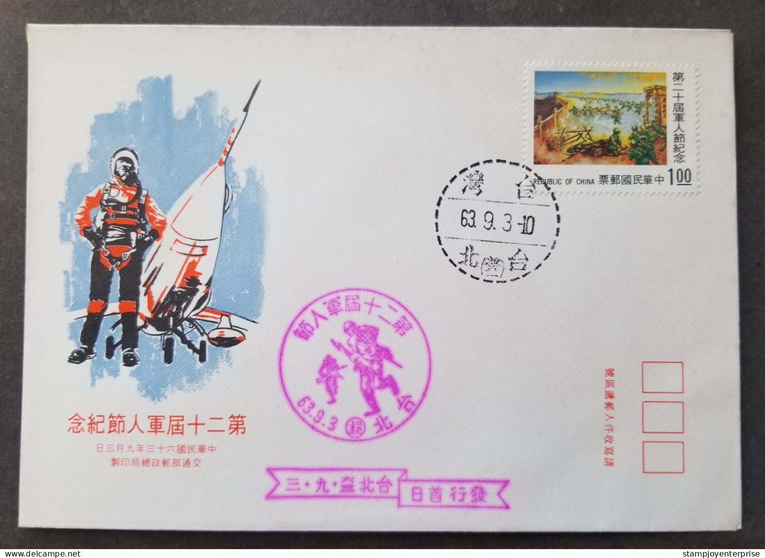 Taiwan 20th Armed Forces Day 1974 War Military Aircraft Army (stamp FDC) *see Scan - Lettres & Documents