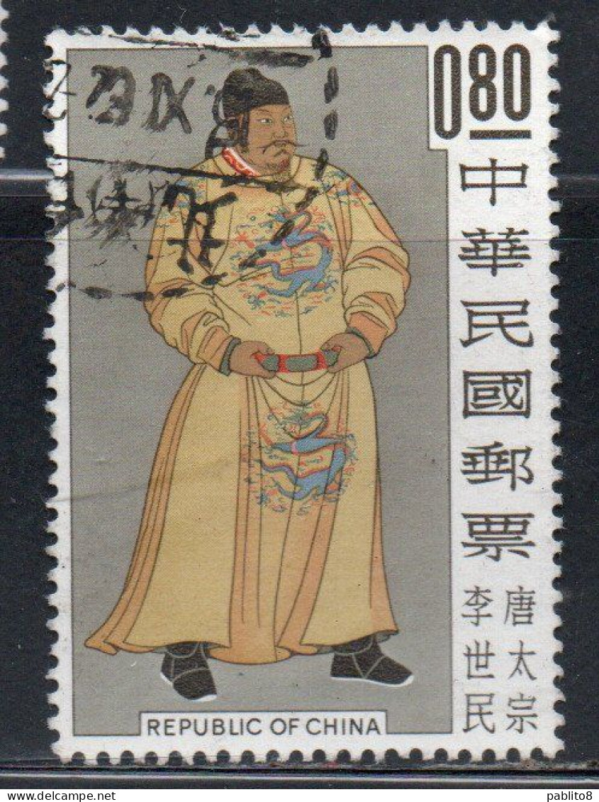 CHINA REPUBLIC CINA TAIWAN FORMOSA 1962 EMPEROR T'AI TSUNG T'ANG DYNASTY 80c USED USATO OBLITERE' - Used Stamps