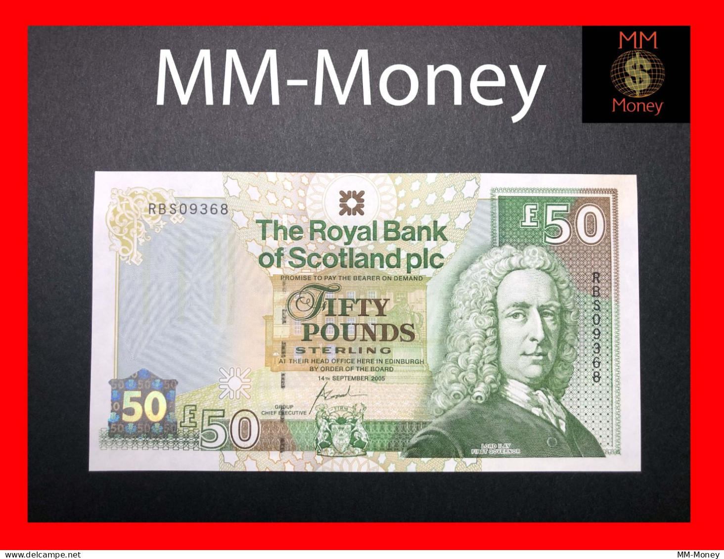 SCOTLAND  50 £  14.9.2005  P. 366  "Royal Bank Of Scotland"   Little Yellow Spot On The Upper Right Corner  *rare*   UNC - 50 Pond