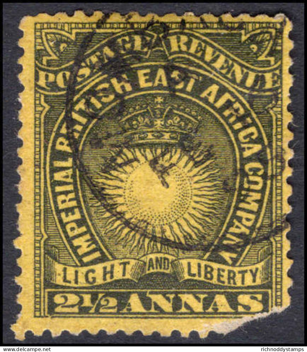 British East Africa 1890-95 2&#189;a Black On Yellow (faults) Used. - British East Africa