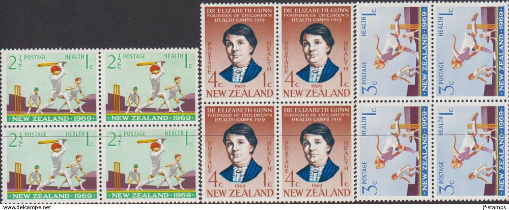 1969. New Zealand. HEALTH Complete Set In 4-blocks Never Hinged.  (MICHEL 504-506) - JF534521 - Briefe U. Dokumente