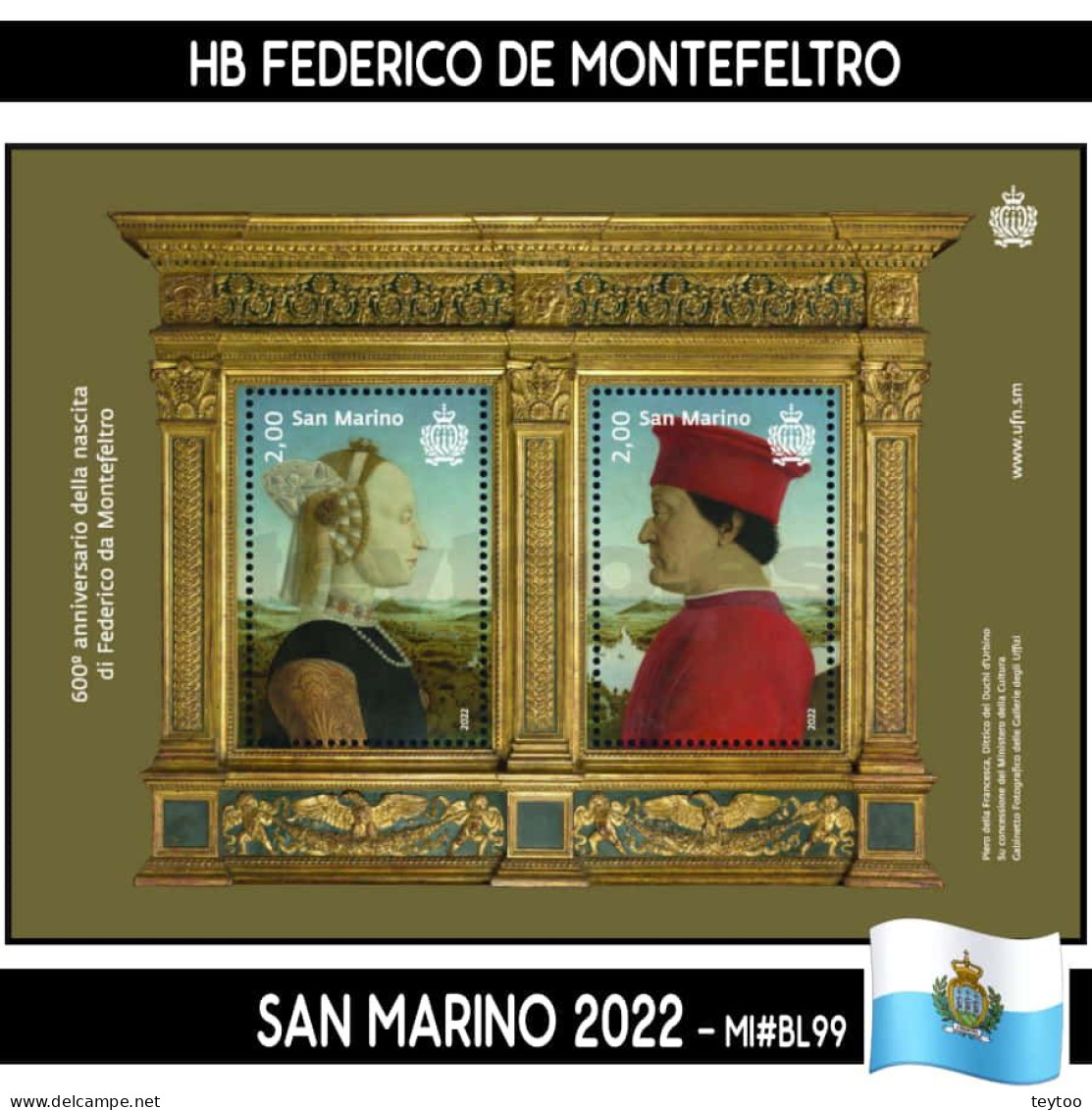 B0933# San Marino 2022. HB Federico De Montefeltro (MNH) MI#BL99 - Ungebraucht