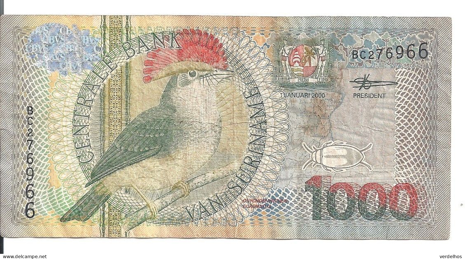 SURINAME 1000 GULDEN 2000 VF P 151 - Suriname