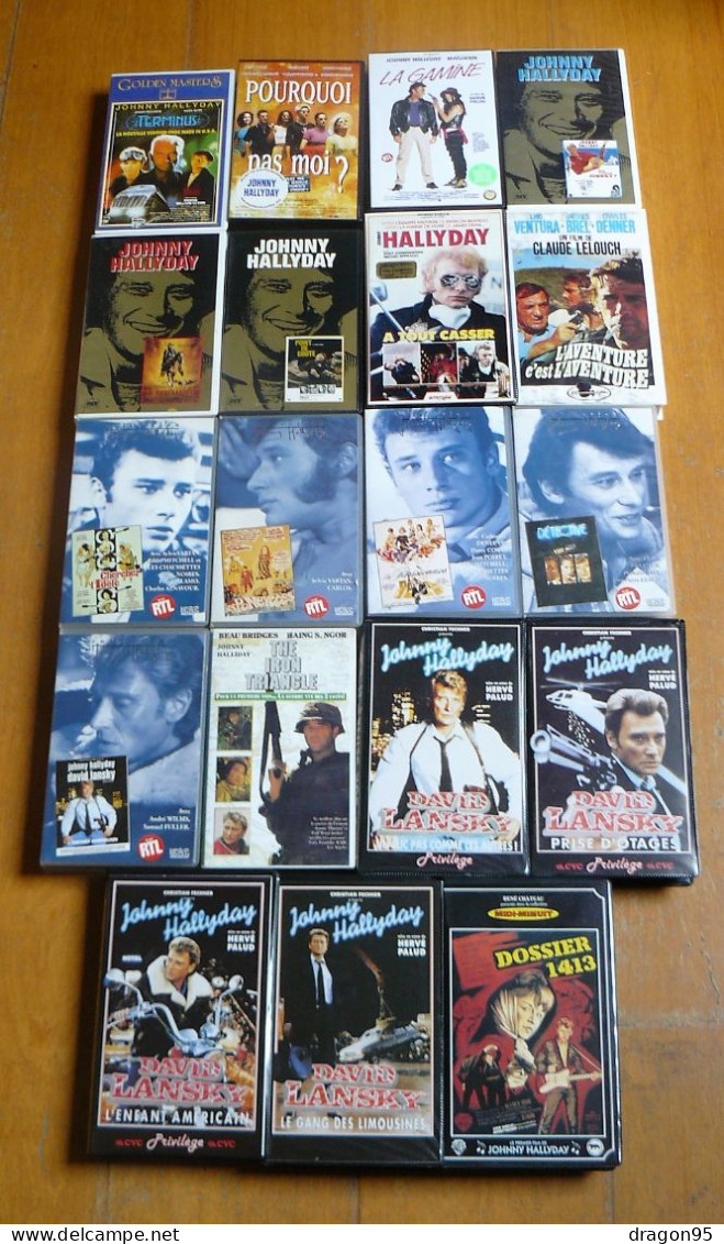Johnny HALLYDAY : Lot De 19 Films En VHS Dont L'aventure C'est L'aventure - Collections & Sets