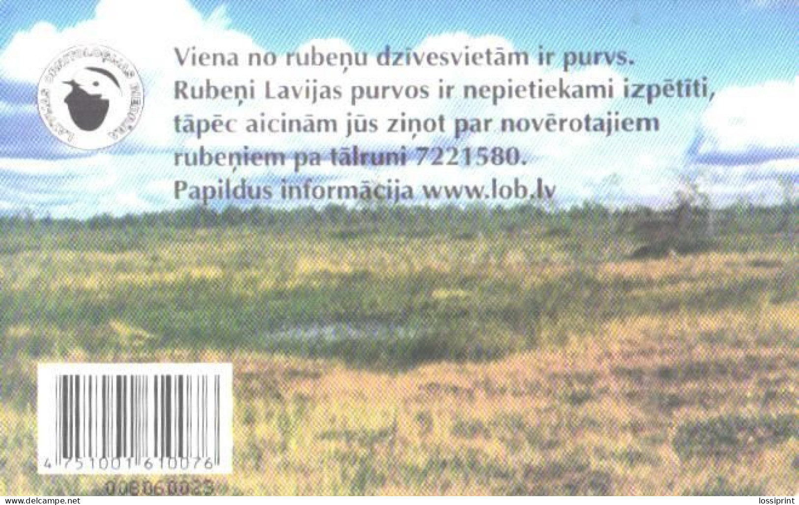 Latvia:Used Phonecard, Lattelekom, 2 Lati, Bird, Rubenis, 2004 - Lettonia