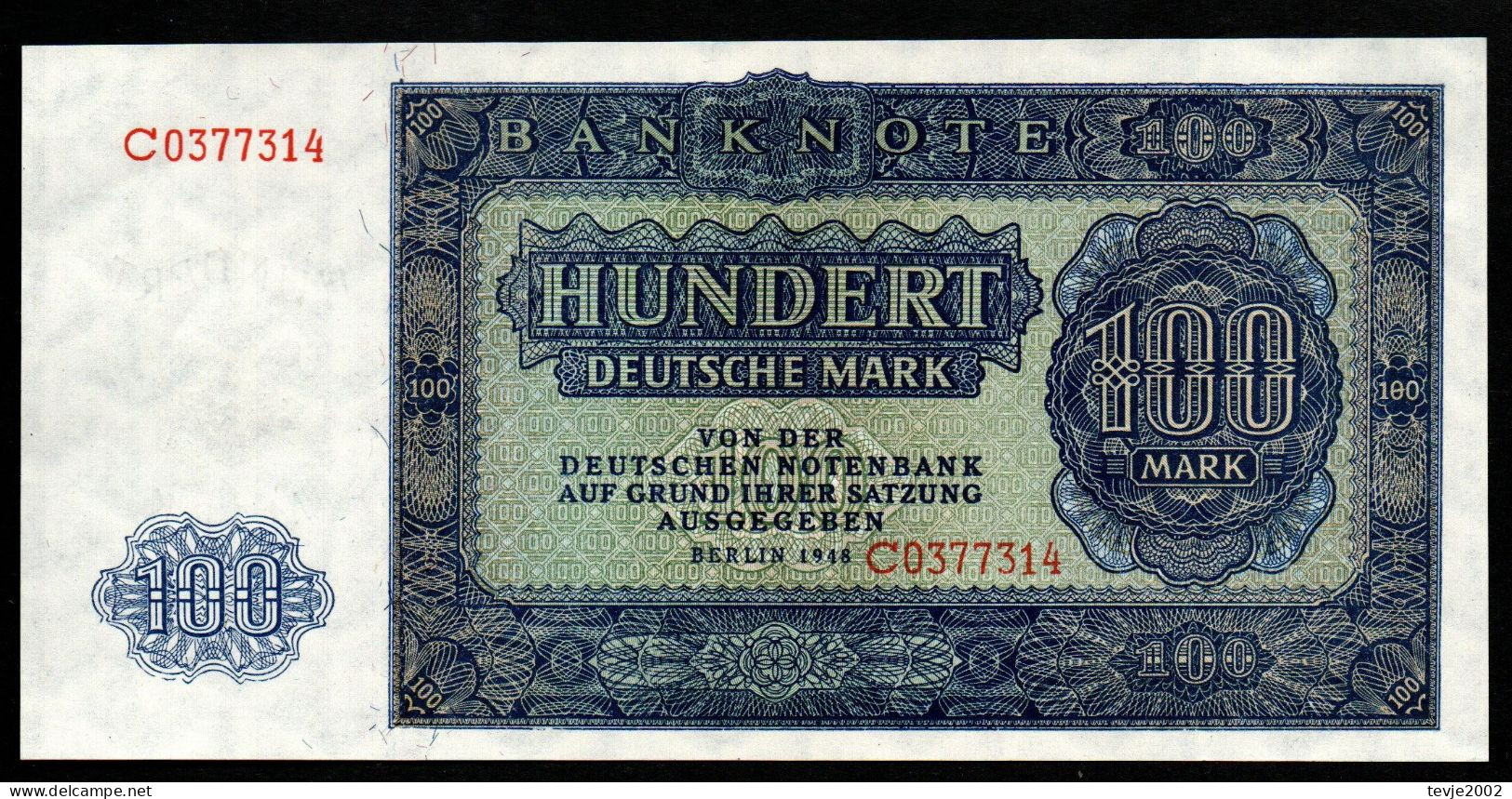 DDR - Deutsche Notenbank 1948 - 100 Mark - Mit Druckfehler "8 Statt 0" - Bankfrisch - 100 Deutsche Mark