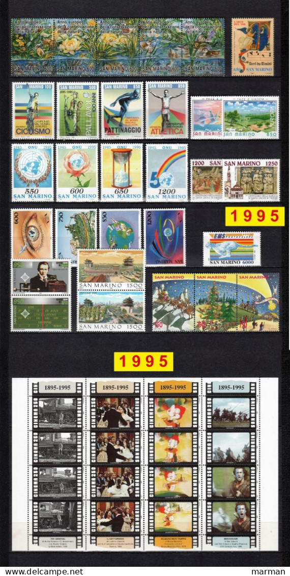 SAN MARINO 1995 Annata COMPLETA 30 Fbolli + 1 Foglietto Valori Nuovi **/MNH - Volledig Jaar