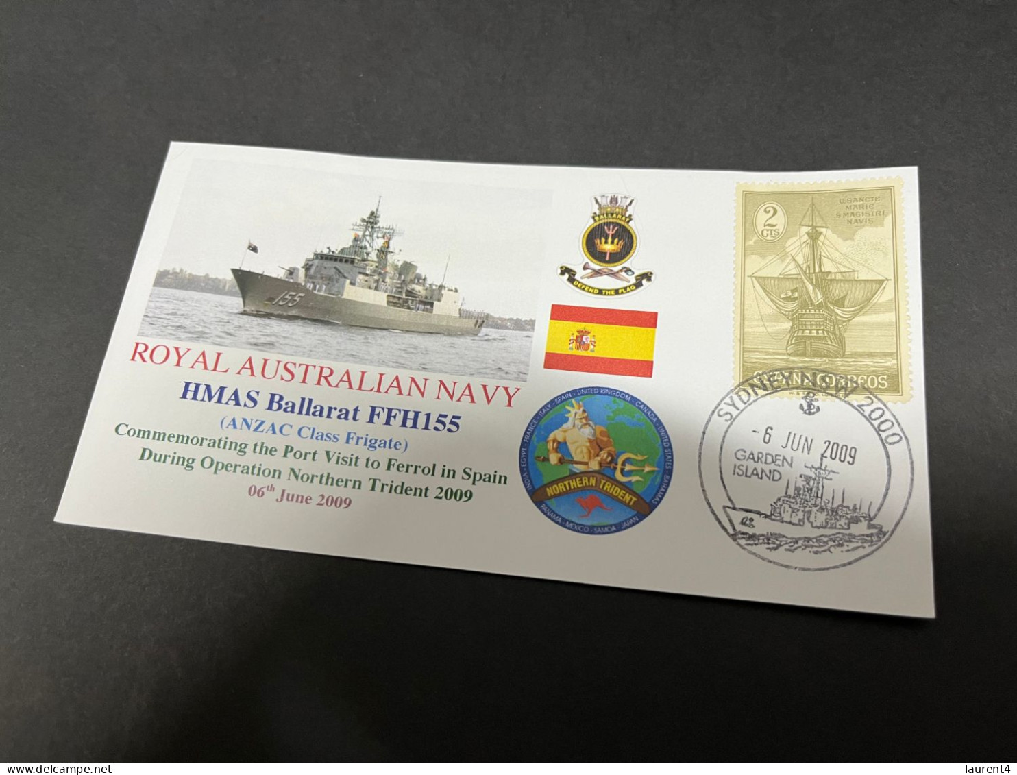 6-7-2023 (1 S 29) Royal Australian Navy Warship - HMAS Ballarat FFH 155 (Spain Stamp) - Autres & Non Classés