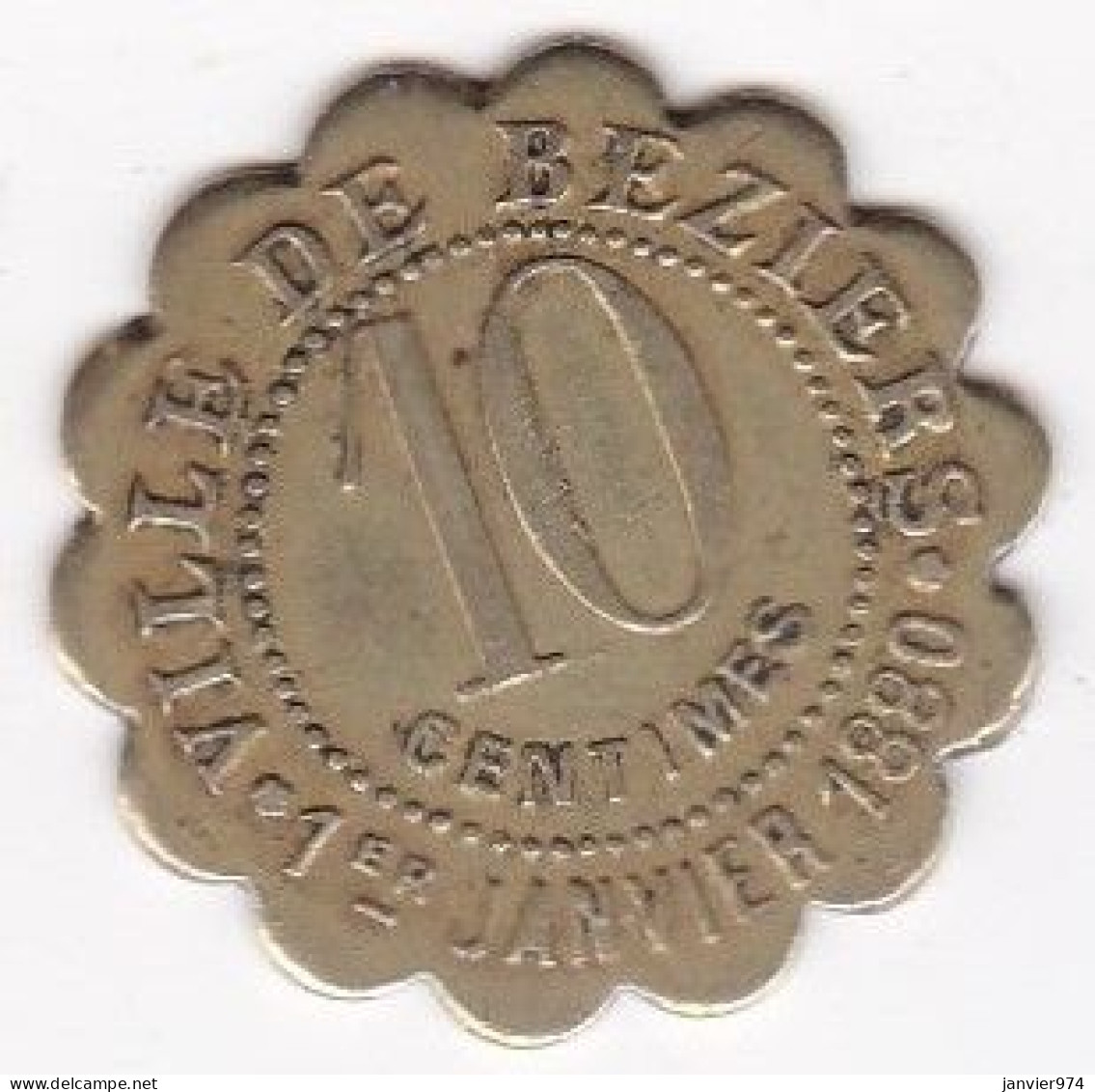 34. Hérault. Ville De Béziers. La Fraternelle Fourneaux Démocratiques 10 Centimes, Frappe Médaille, En Laiton - Notgeld