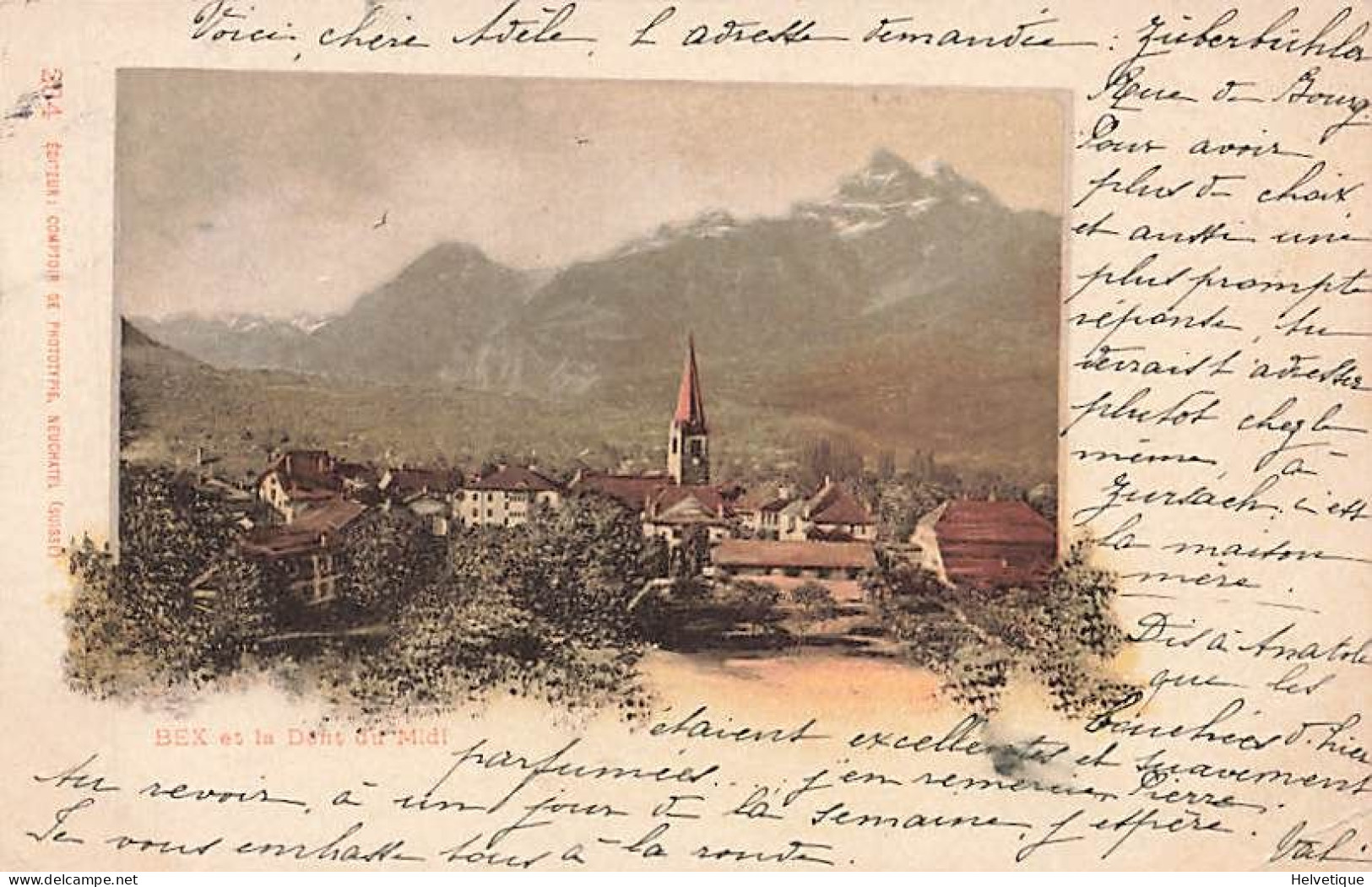 Bex Et La Dent Du Midi 1900 Colorée - Bex