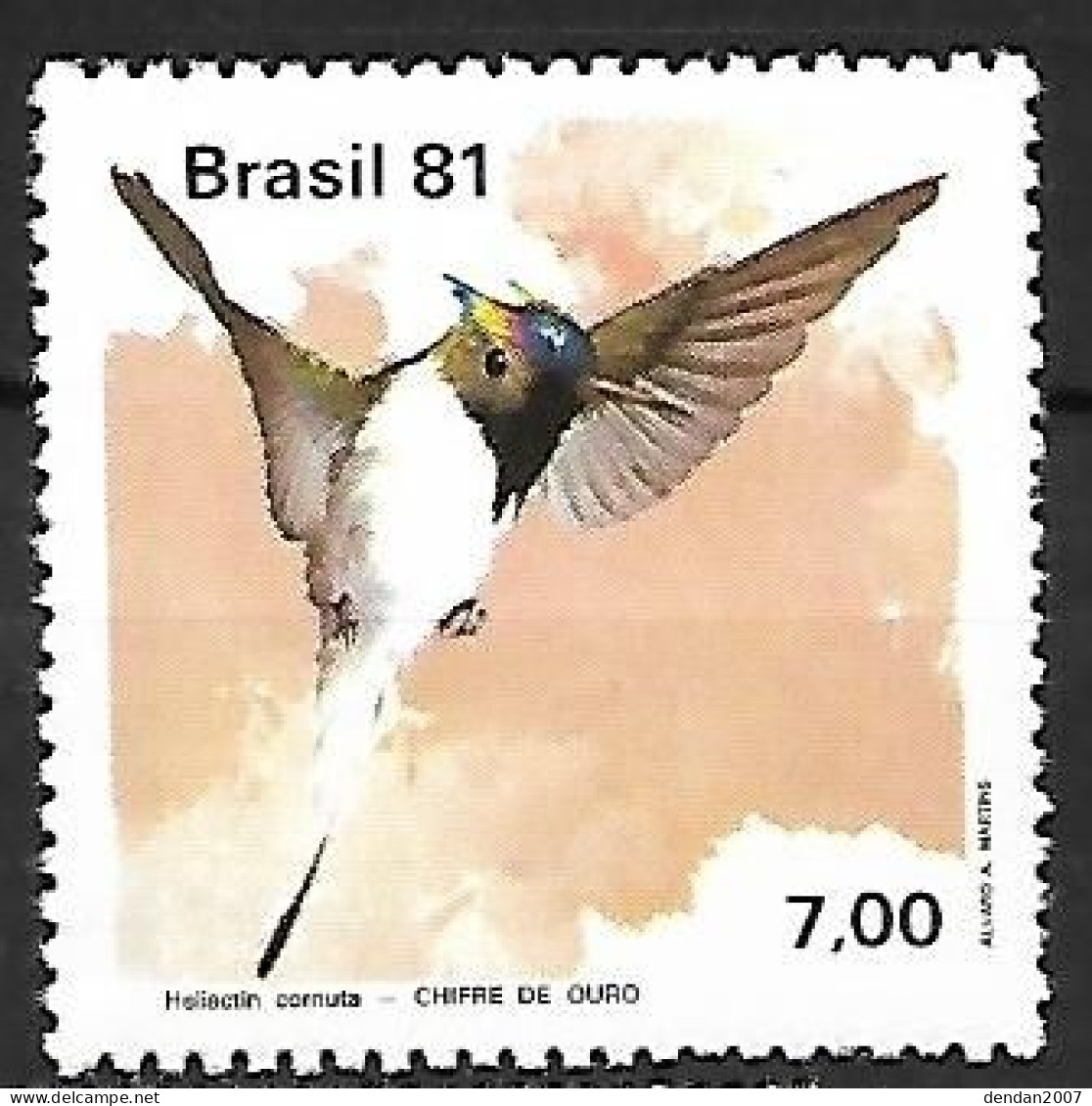 Brazil - MNH ** 1981 :  Horned Sungem  -  Heliactin Bilophus - Hummingbirds