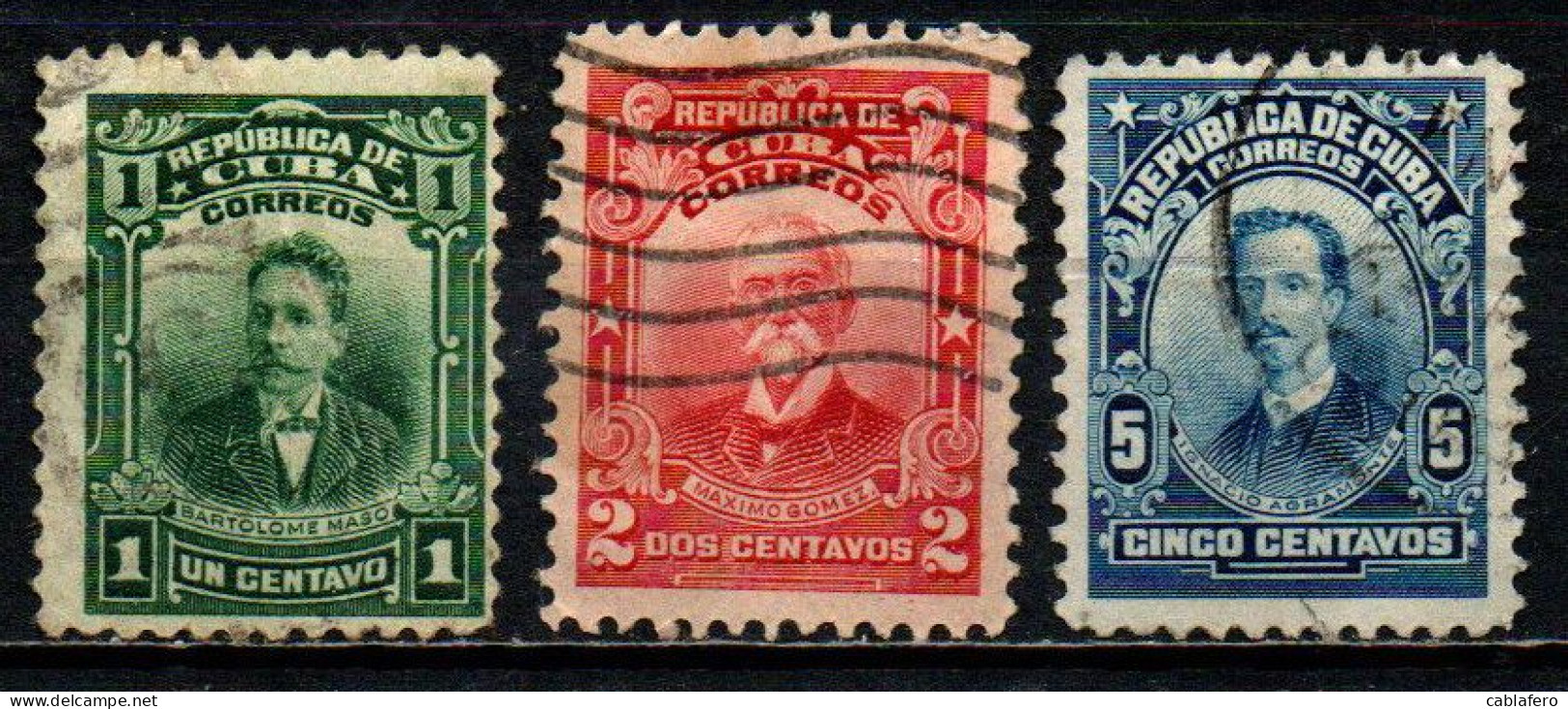 CUBA - 1911 - BARTOLOME' MASO - MAXIMO GOMEZ - IGNACIO AGRAMONTE - USATI - Gebraucht