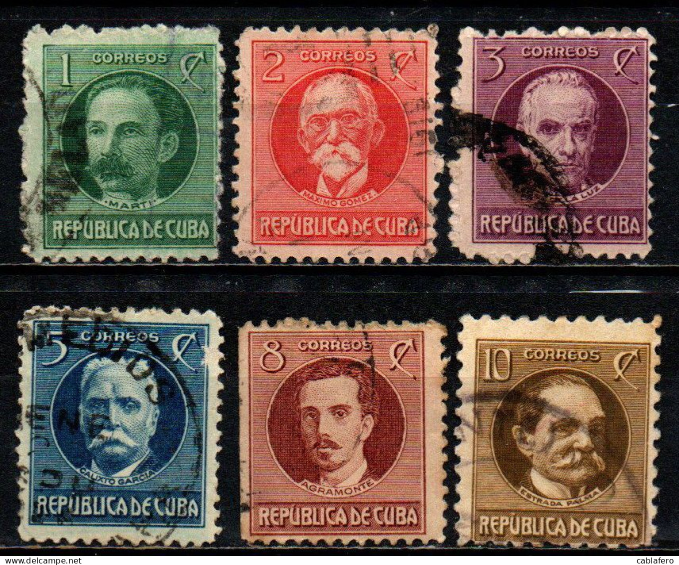CUBA - 1917 - PERSONALITA' DEL SUDAMERICA: JOSE' MARTI, MAXIMO GOMEZ, JOSE' DE LA LUZ CABALLERO, CALIXTO GARCIA, IGNACIO - Used Stamps