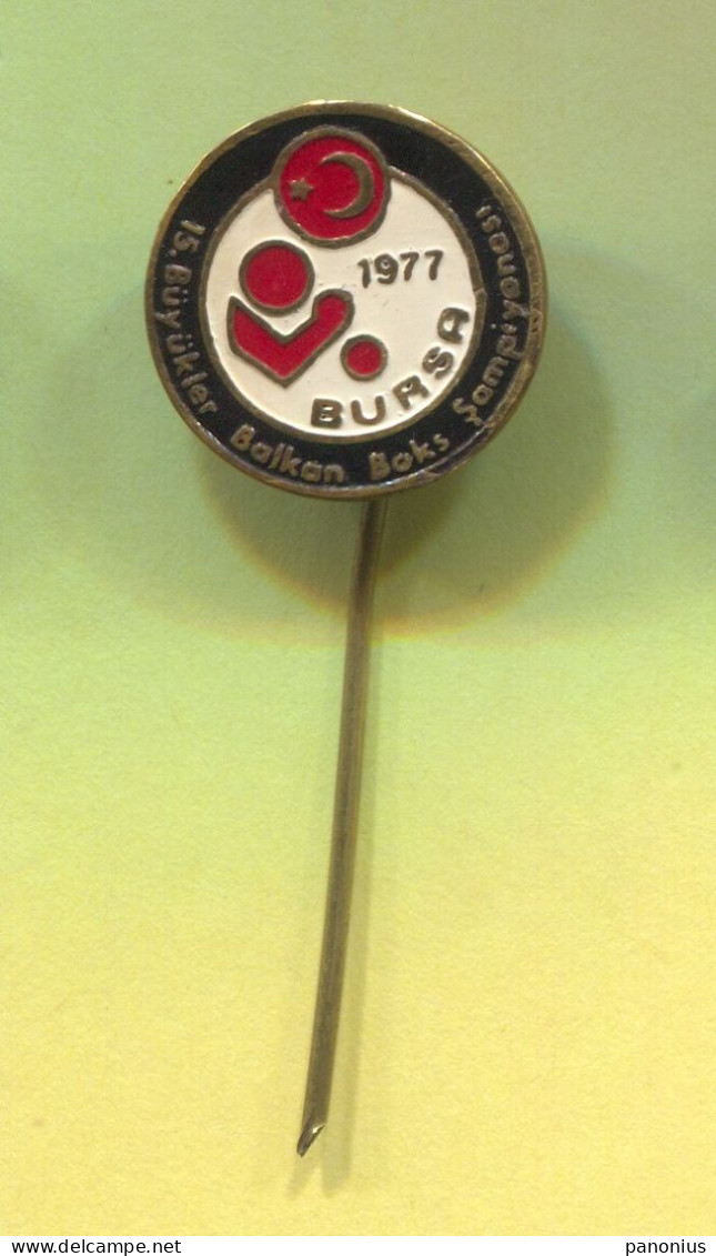 Boxing Box Boxen Pugilato - Bursa Turkey Balkan  Championship 1977. Vintage Pin  Badge  Abzeichen - Boksen