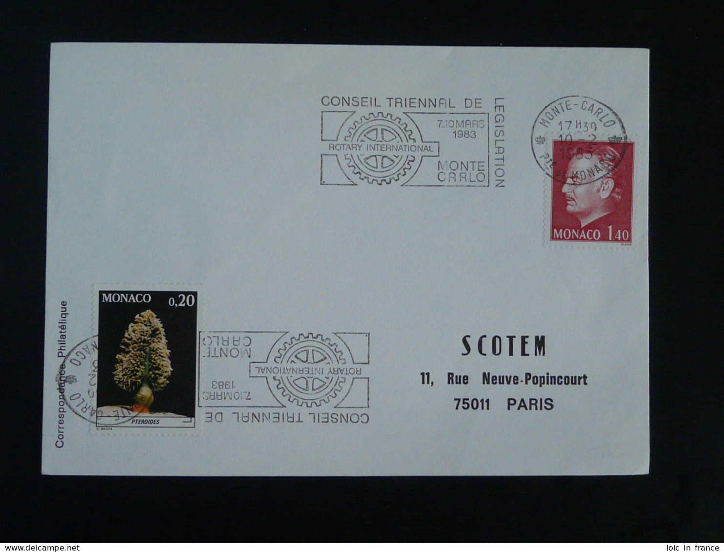 Lettre Cover Flamme Rotary International Monaco 1983 - Franking Machines (EMA)