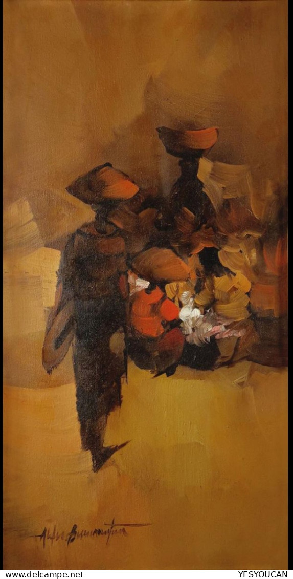 Alfredo Buenaventura (1942-1982) Marché Au Philippines Tableau Peinture à L’huile (art Oil Painting Market Filipinas - Huiles