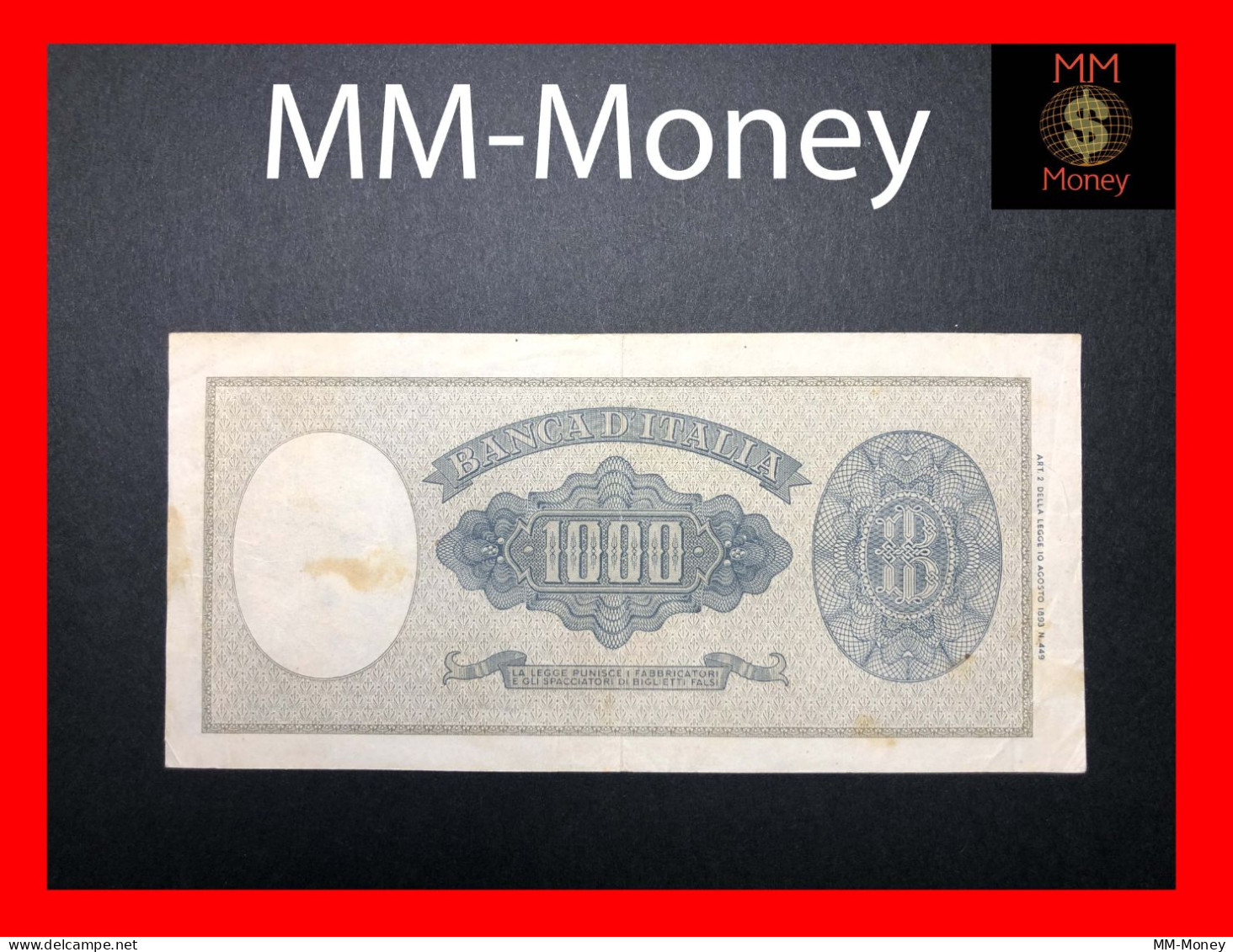 ITALY 1000  1.000 Lire  15.9.1959   P.  88    VF  Spot   [MM-Money] - 1000 Lire