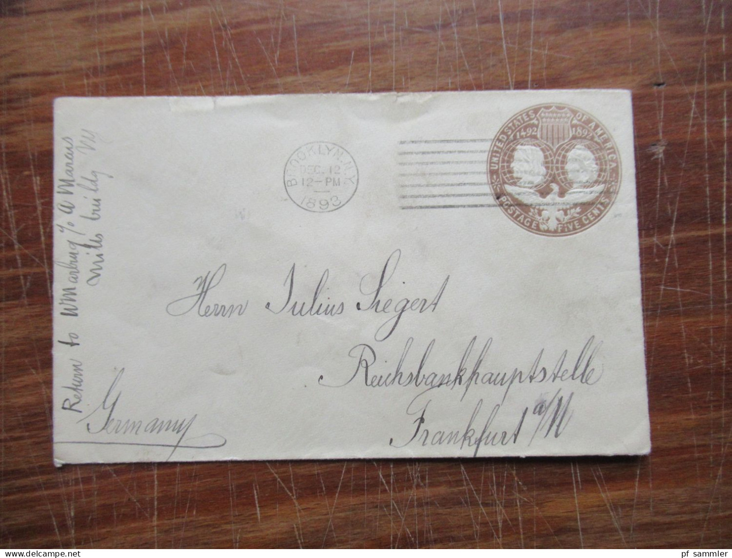 USA kleiner Belegeposten / Ganzsachen / Umschläge! 1x mit Stempel Pony 1893 insgesamt 11 Stück! Schiffspost nach Deutsch