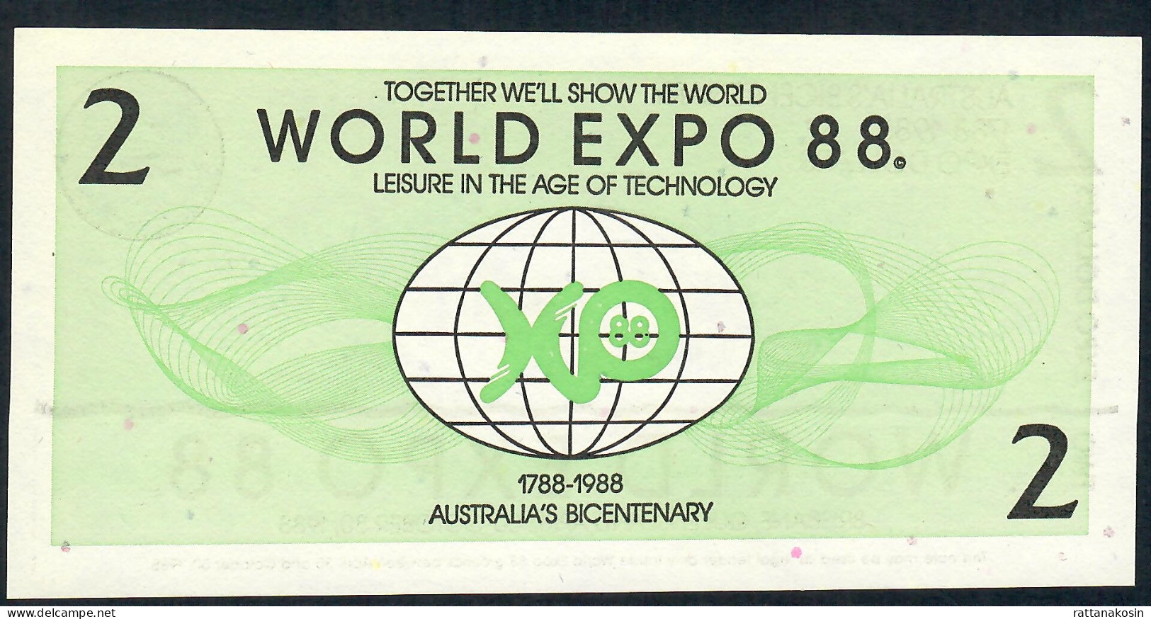 AUSTRALIA NLP 2 DOLLARS  WORLD EXPO 1988 UNC. - Autres & Non Classés