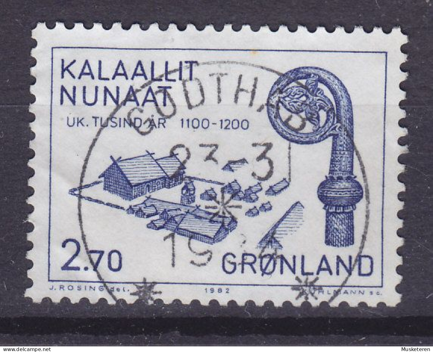 Greenland 1982 Mi. 139, 2.70 Kr Besiedlung Grönlands Bischofsitz In Gardar Und Krummstab Deluxe GODTHÅB Cancel - Usati