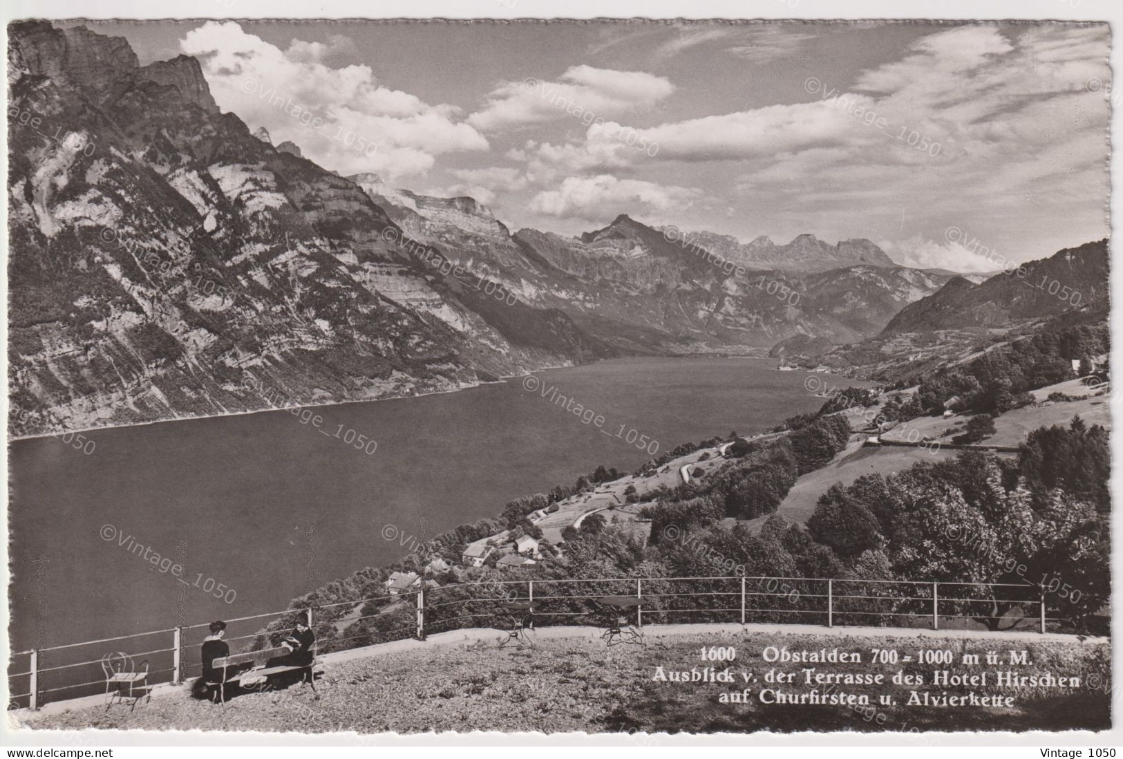 HOTEL HIRSCHEN Obstalden Uber Der WALENSEE 700m-1000m  N°1600 Edit. Schönwetter  Circa 1950 +/- 9x14cm #260673 - Obstalden