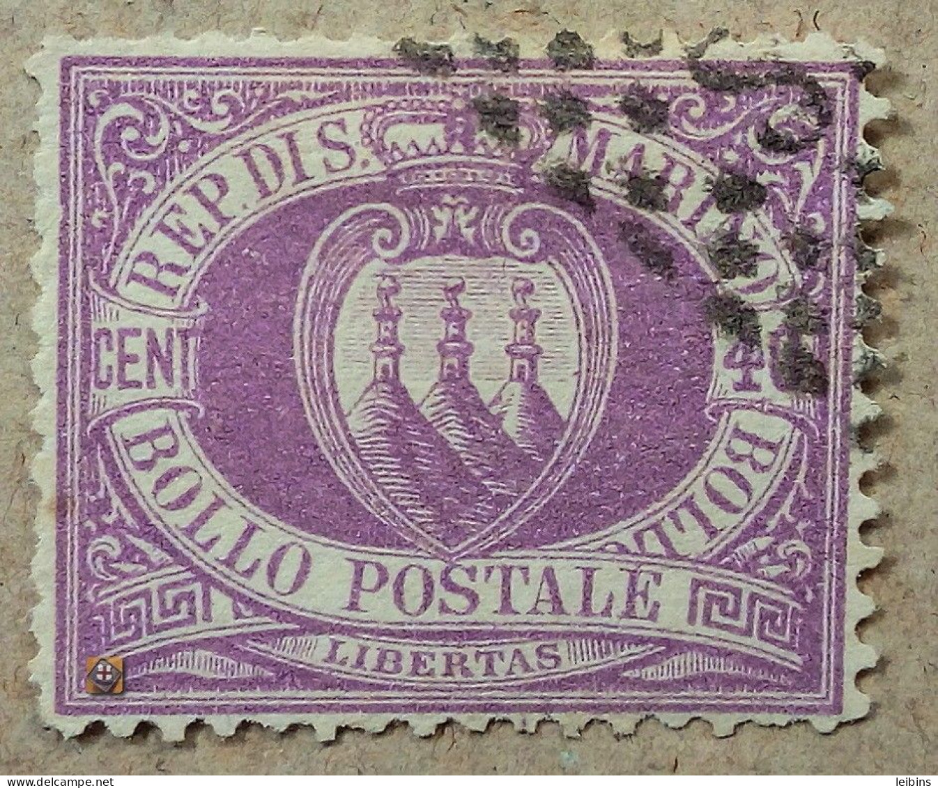 1877 San Marino Mi.5, 40c /o - Oblitérés