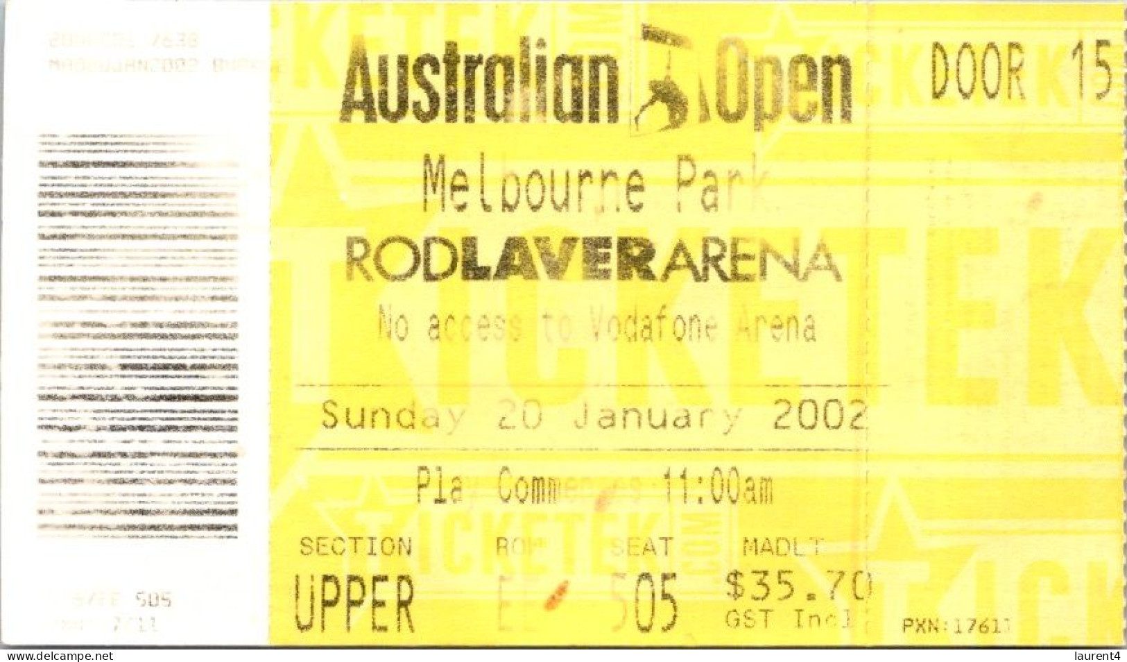 8-7-2023 (1 S 36) Australia - VIC - Ticketek - Australian Open 2002 (3 Used Tickets) - Other & Unclassified