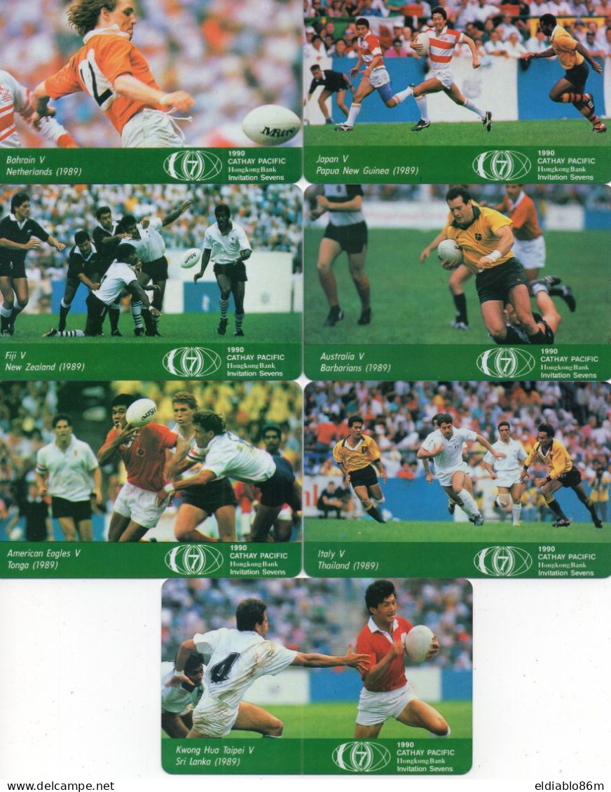 HONG KONG - AUTELCA - RUGBY SEVEN 90 - SPORT - SET 7 CARDS - Hong Kong