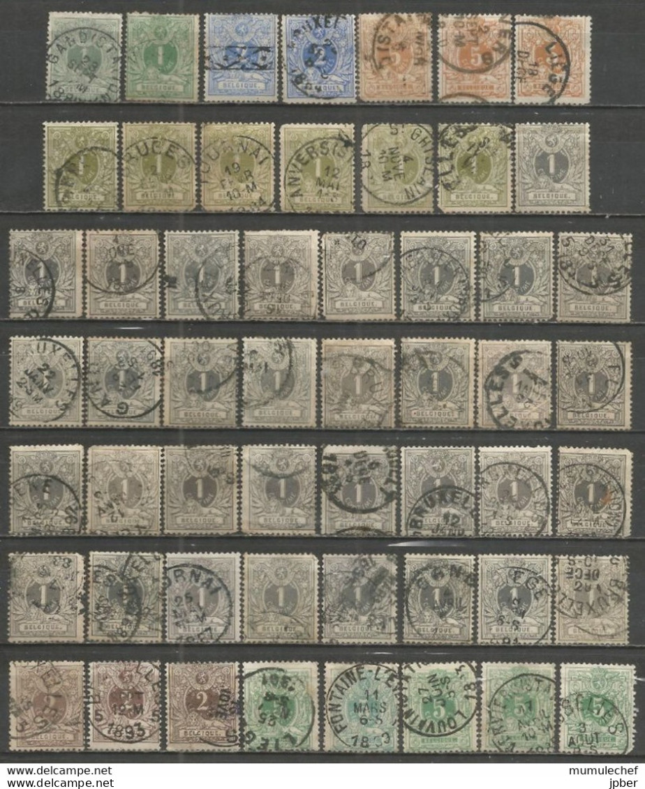 Belgique - "Lion Couché" N°26 à 28 Et 42 à 45 - 54 Timbres - 1869-1888 Lying Lion