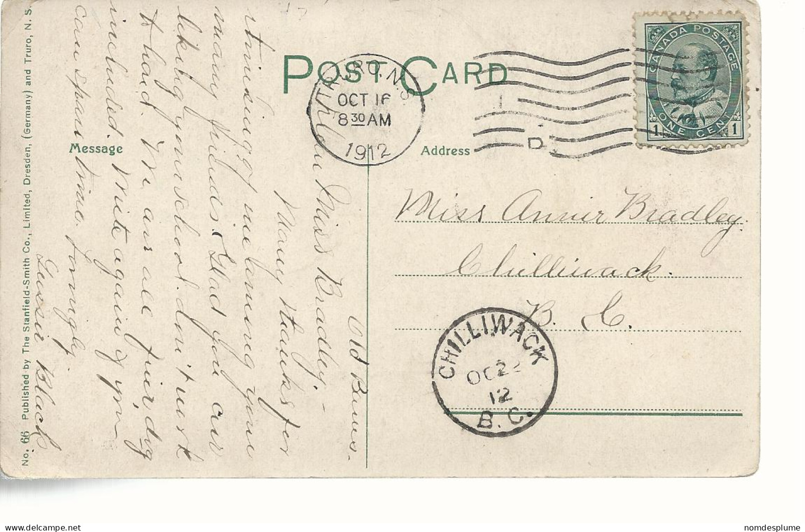 23750 ) Canada 1912 Provincial Normal School Truro, NS Postmark Cancel - Other & Unclassified