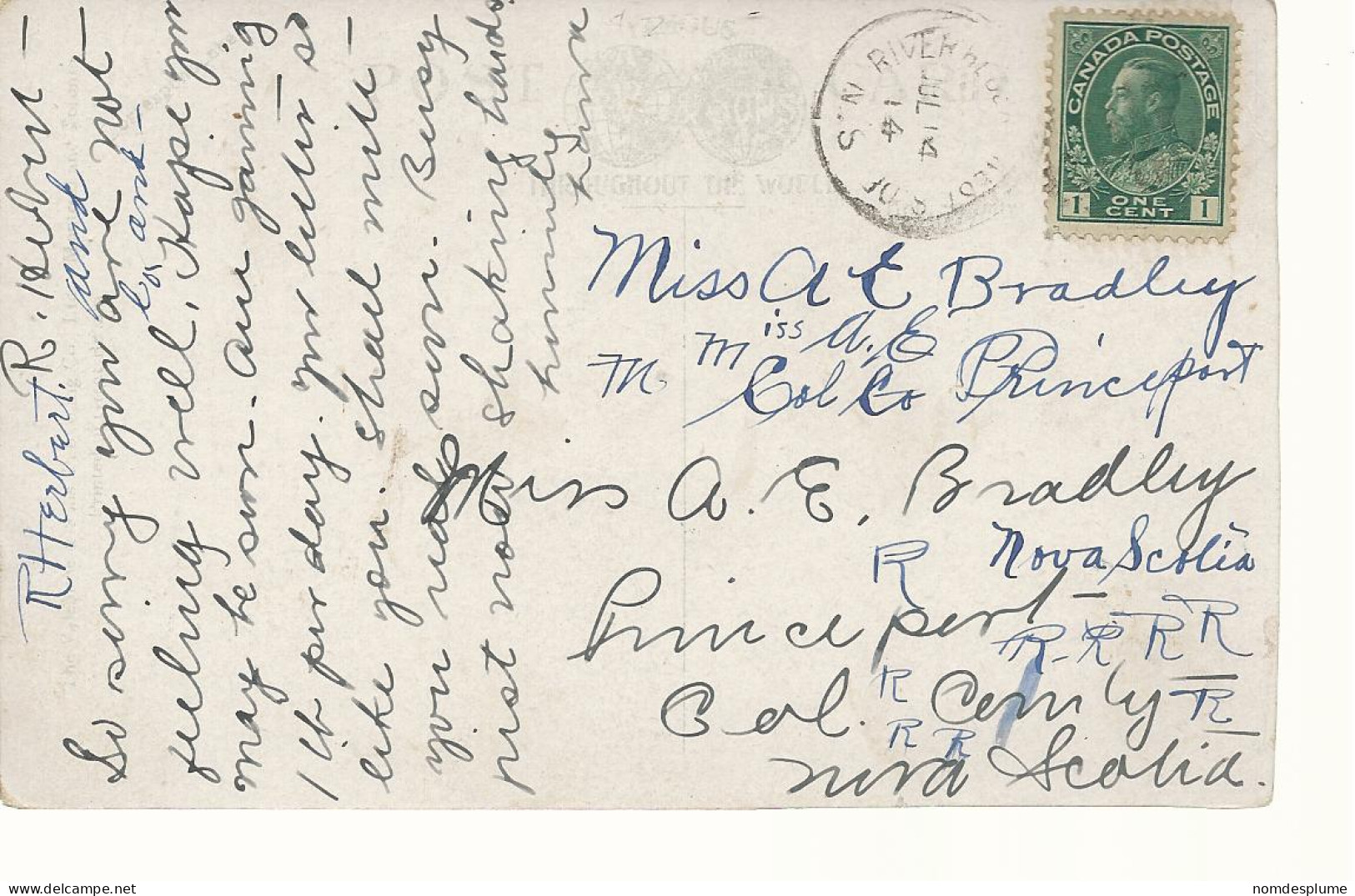 23764 ) Canada  NS 1914 Church Postmark Cancel - Otros & Sin Clasificación