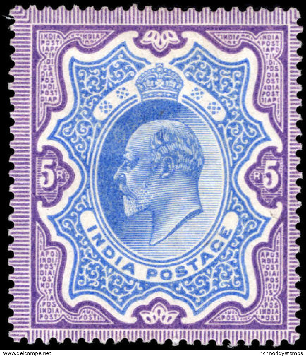 India 1902-11 5r Ultramarine And Deep Violet Lightly Mounted Mint. - 1902-11 Roi Edouard VII