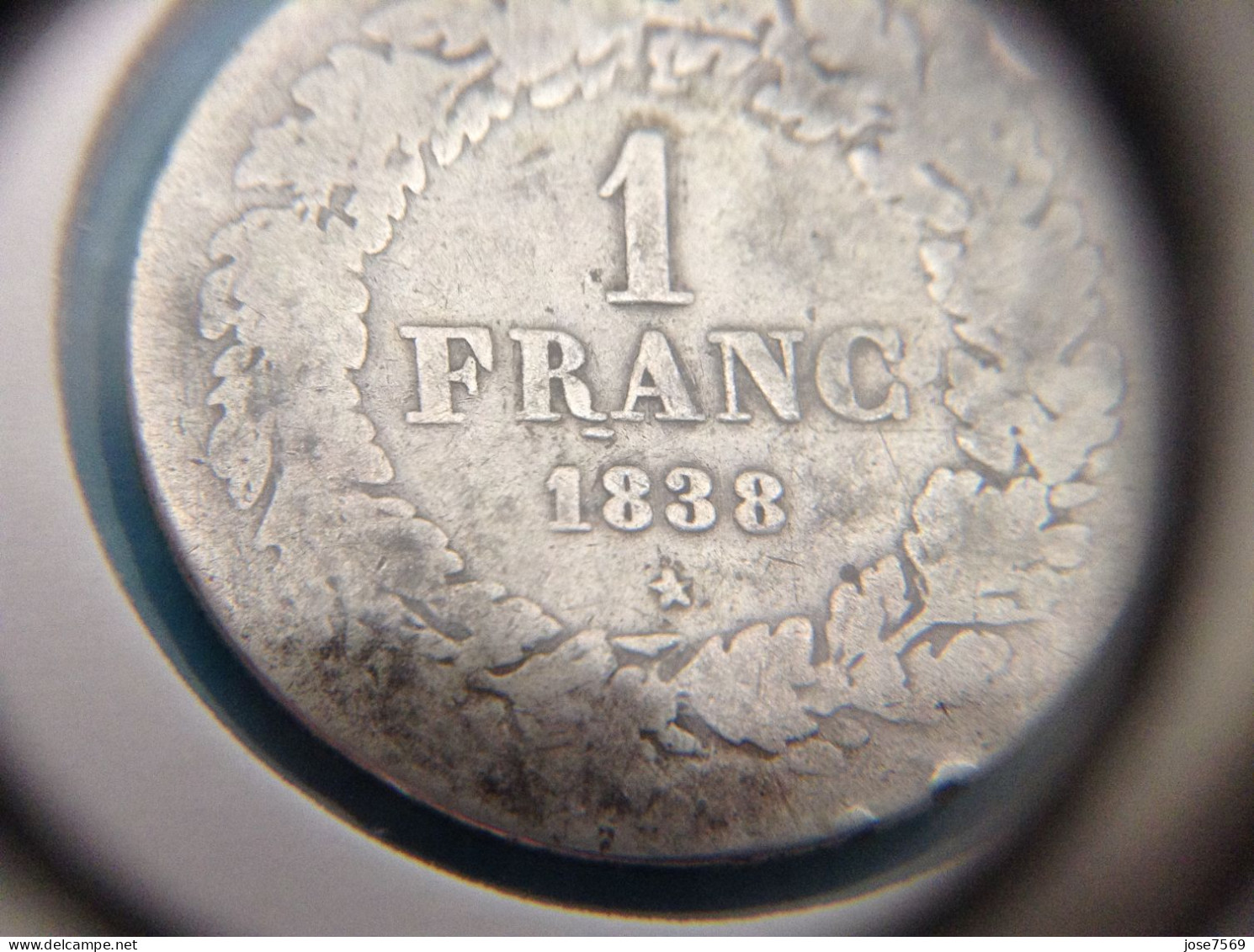 België Leopold I 1 Frank 1838 Gelauwerd Zilver. (Morin 25) - 1 Franc