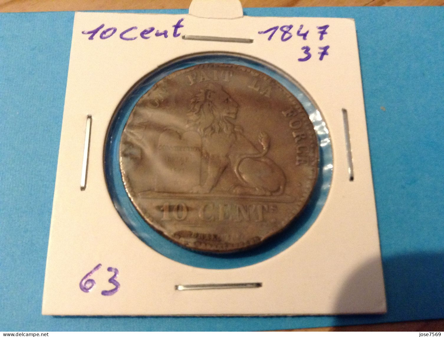 België Leopold I  10 Cent 1847 Over 37 Met Punt. (Morin 63b) - 10 Cent