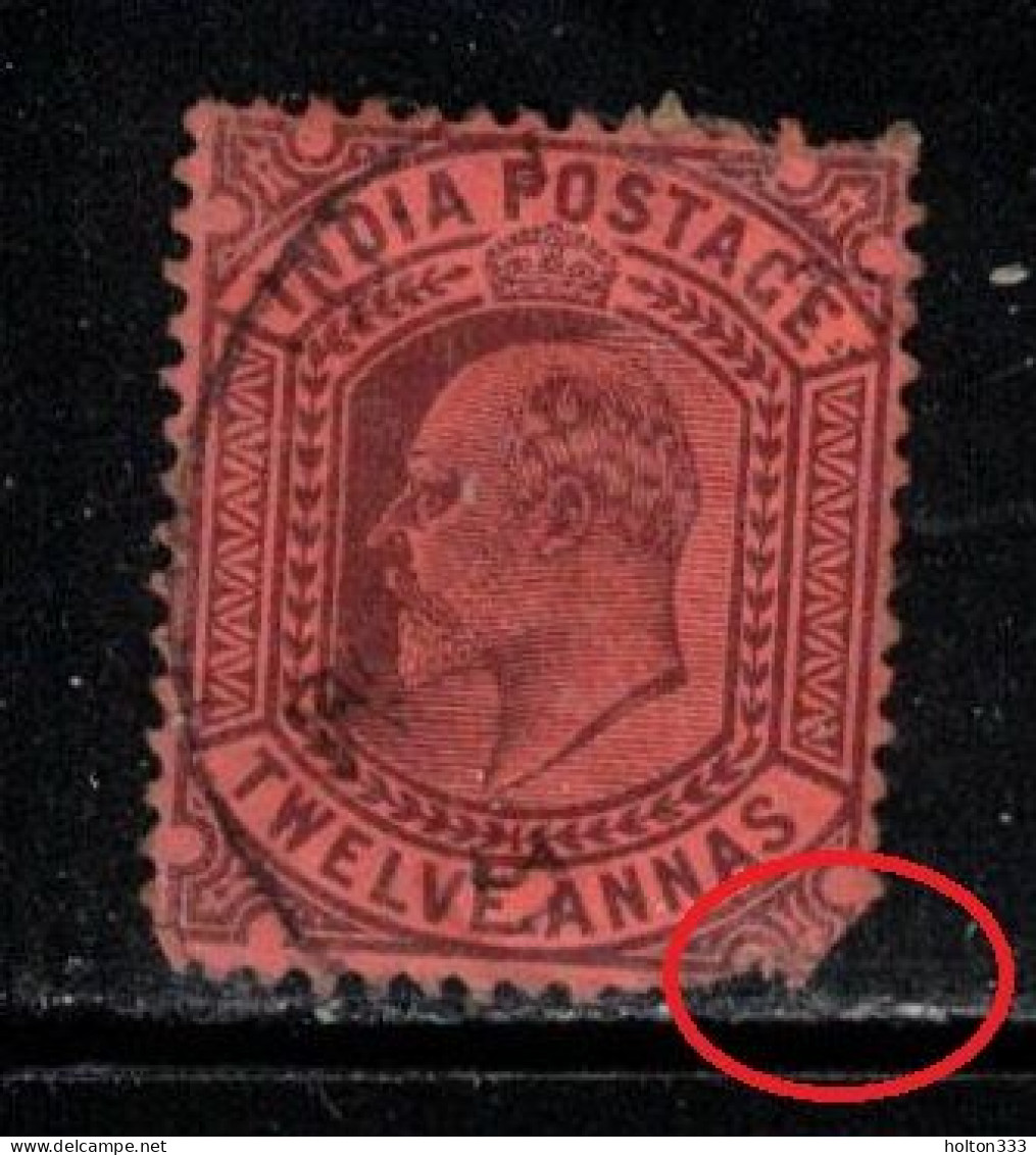 INDIA Scott # 69 Used - KEVII - Hinge Remnant - Rounded Corner - 1902-11 Koning Edward VII