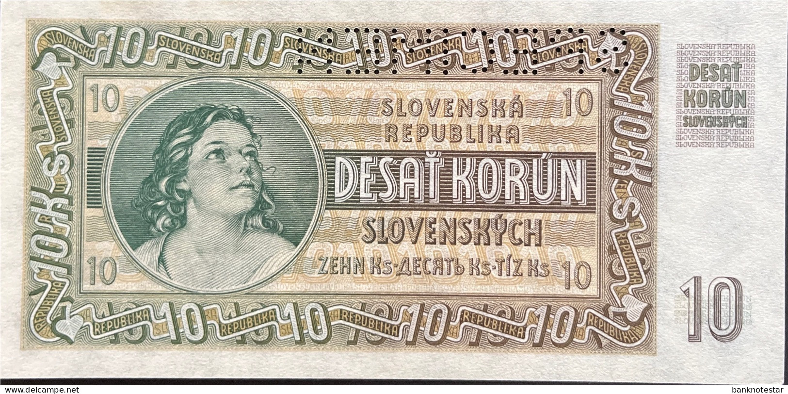 Slovakia 10 Korun, P-4s (15.9.1939) - UNC - SPECIMEN - Slovaquie