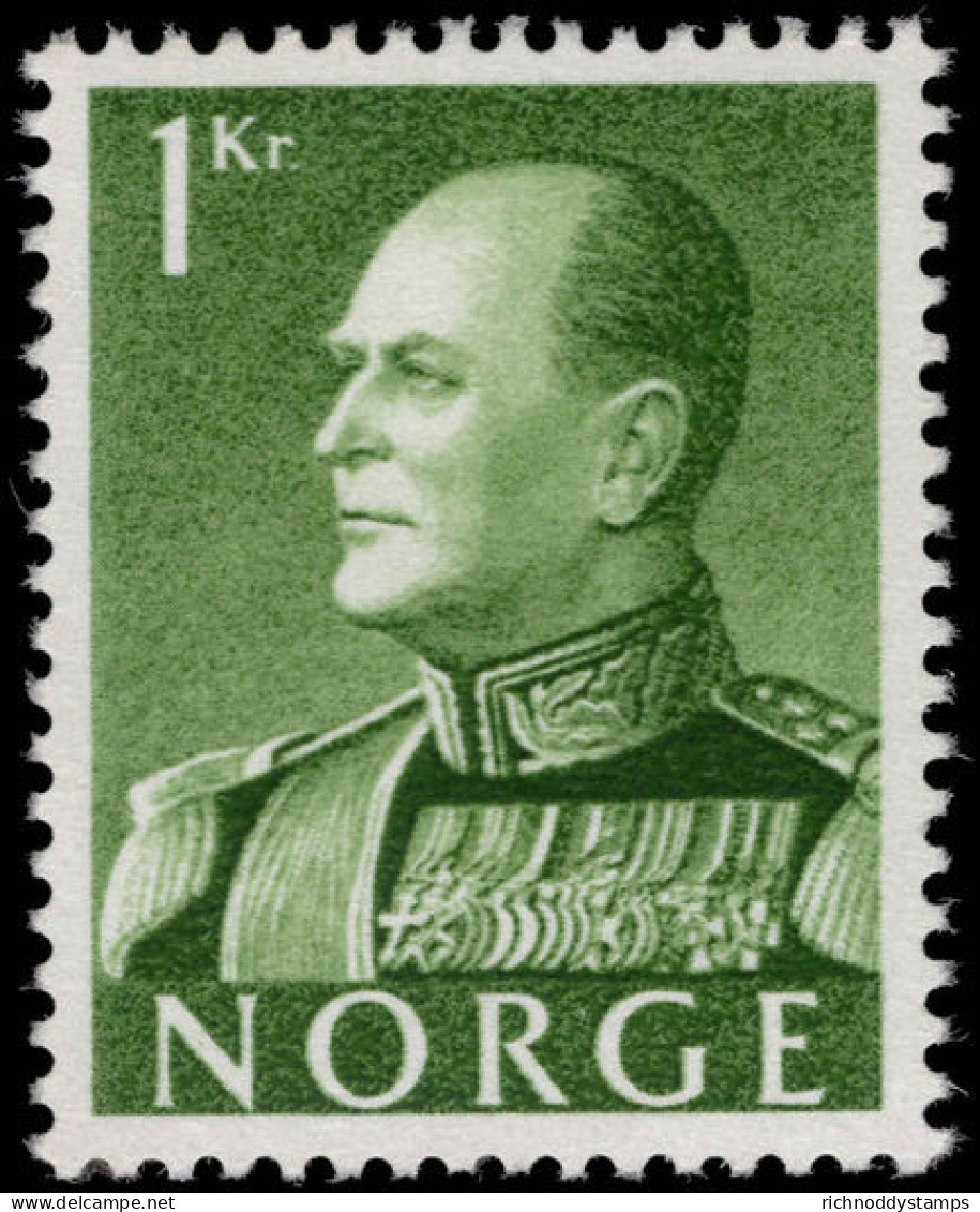 Norway 1959 1kr Green Phosphorescent Paper Unmounted Mint. - Nuovi