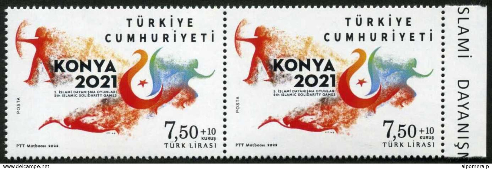 Türkiye 2022 Mi 4712 MNH Archery, Athletes, Swimming | Fifth Islamic Solidarity Games, Konya [Pair, Horizontal] - Archery