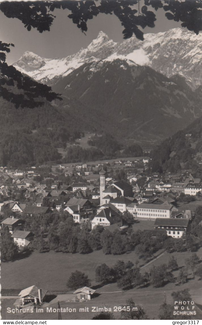 D1415) SCHRUNS Im Montafon Mit Zimba - Häuser Kirche Berg - Schruns