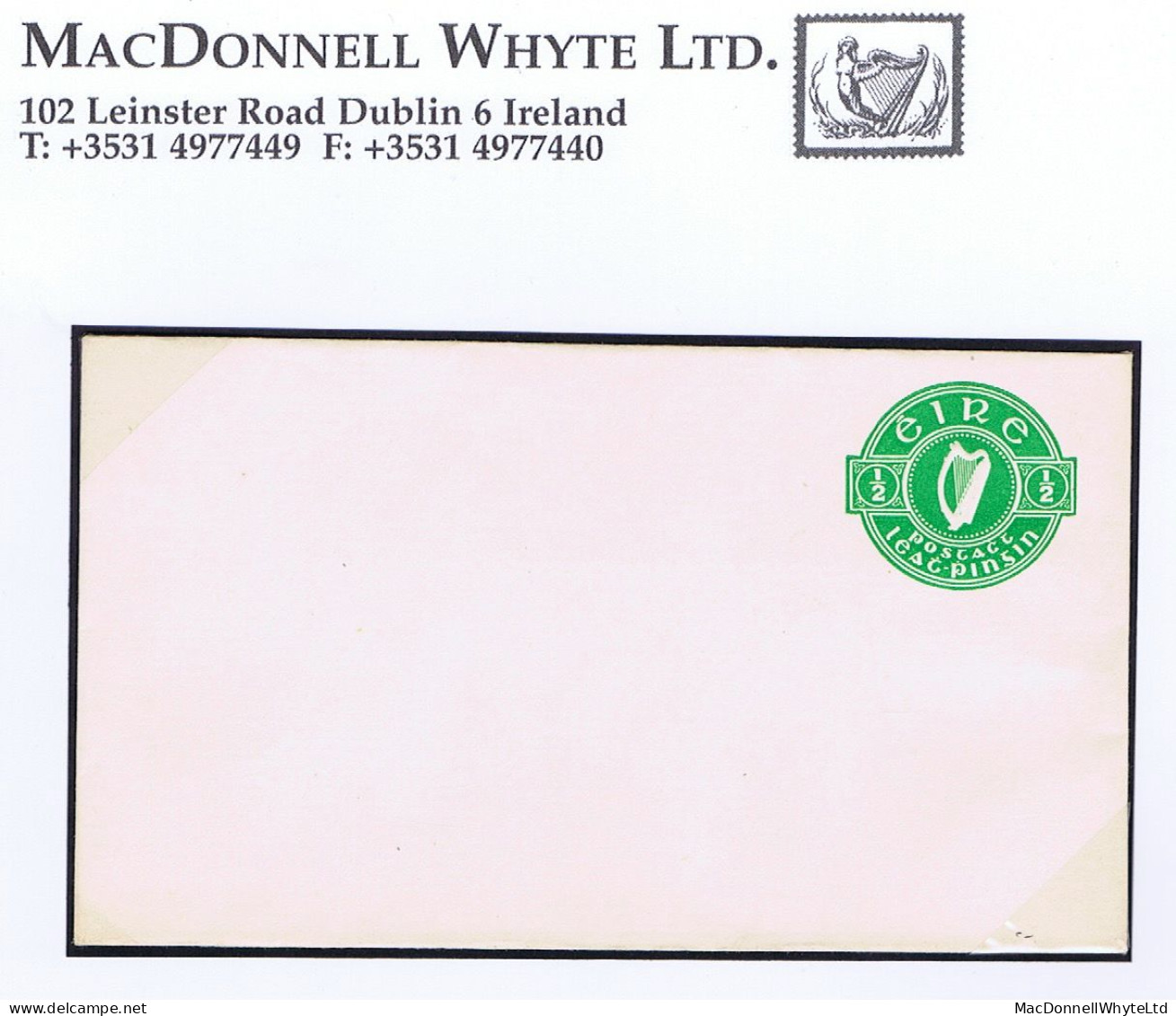 Ireland 1925 ½d Green Embossed Envelope With Flap Left, Fresh Mint. FAI U2alv. - Entiers Postaux
