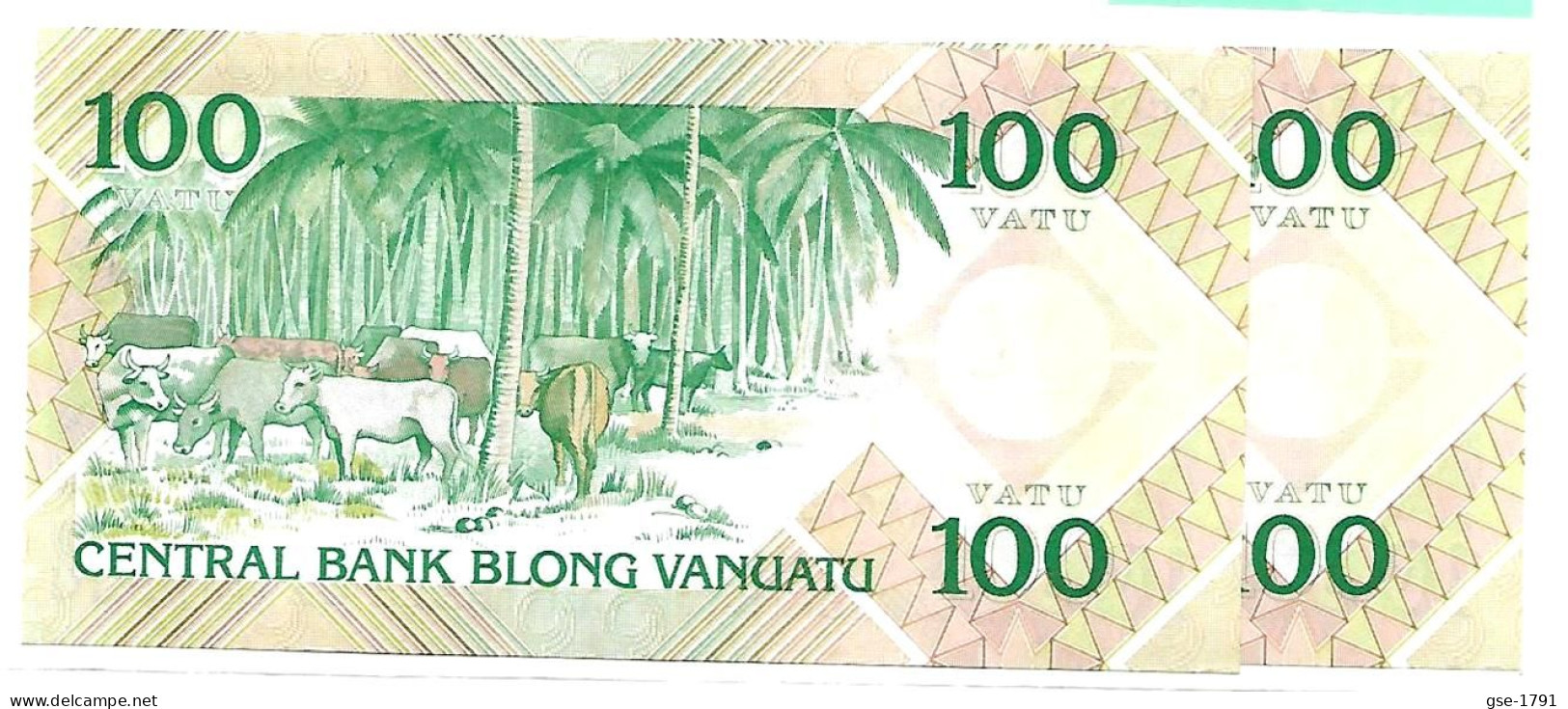 VANUATU 100 Vatu  Centrale BANK .1ère émission Année 1982 # 1   - 2  Billets à Suivre  NEUFS - Vanuatu
