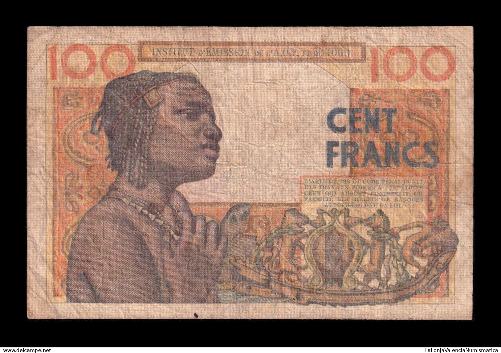 West African St. Togo 100 Francs 1961 Pick 801Ta Bc F - Togo