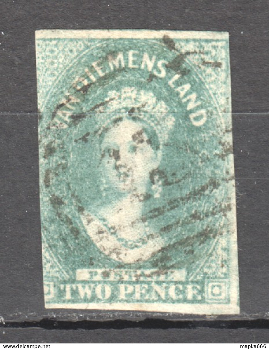 Tas030 1858 Australia Tasmania Two Pence 3Rd Printing Henry Best Inverted Watermark Gibbons Sg #33 75 £ 1St Used - Used Stamps