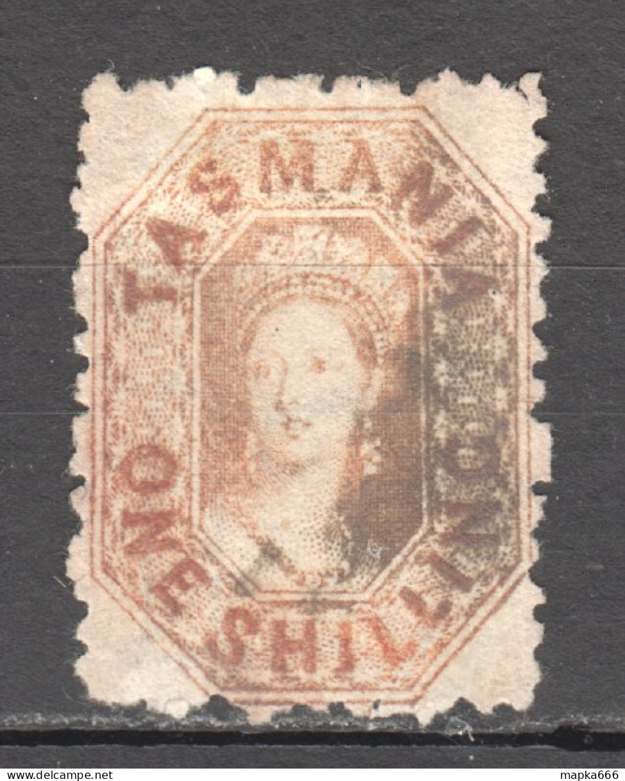 Tas101 1871 Australia Tasmania One Shilling Perforated By The Post Office Gibbons Sg #140 350 £ 1St Lh (*) - Oblitérés