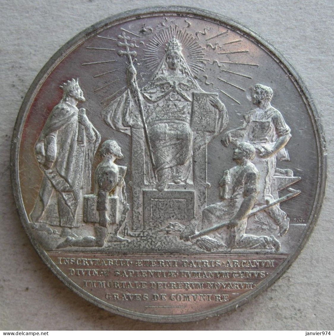 Médaille En Étain Léon XIII 1902 . La Chiesa Di Dio Vivo , Par Johnson - Royaux/De Noblesse