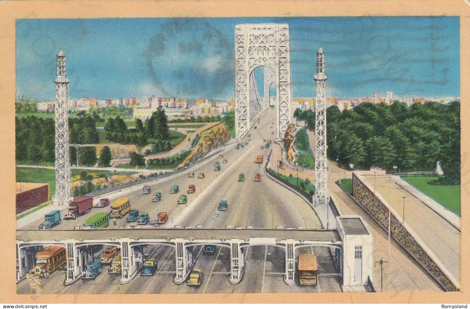 CARTOLINA  NEW JERSEY,STATI UNITI-APROACH TO WASHINGTON BRIDGE NEW JERSEY TO NEW YORK CITY-VIAGGIATA 1965 - Toms River