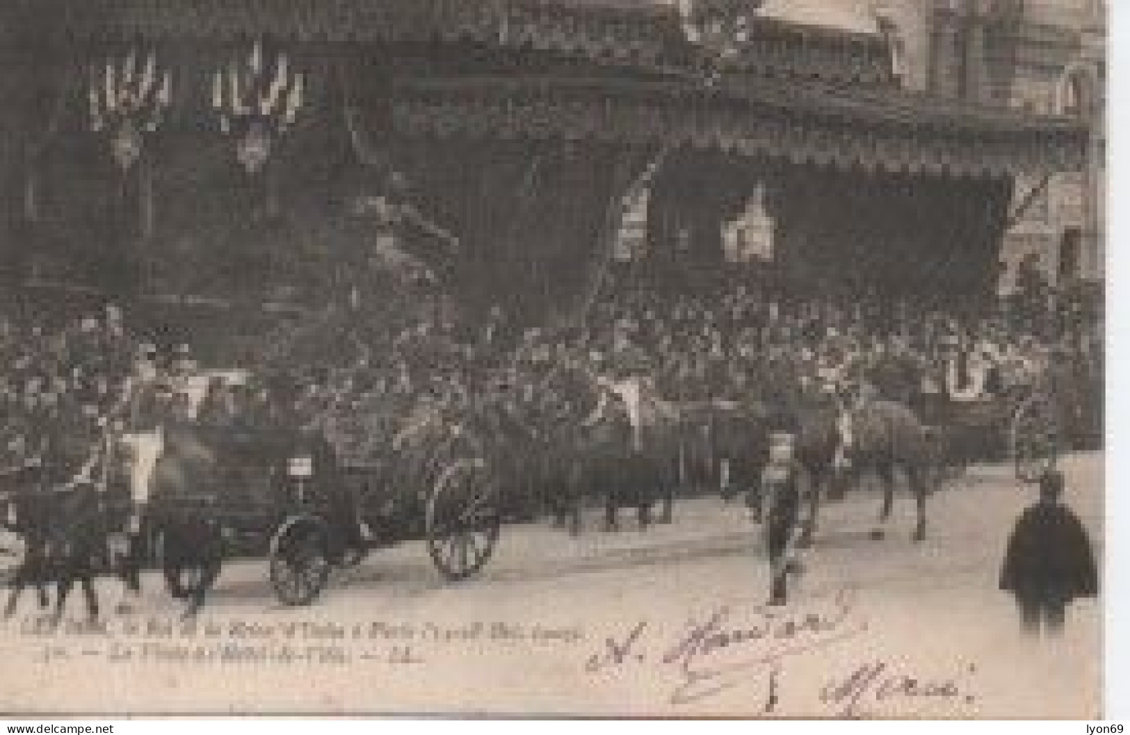 PARIS VISITE   DU ROI T DE LA REINR D ITALIE  EN 1903  50 VISITE A L HOTEL DE VILLE  DOS VERT AGE D OR - Empfänge