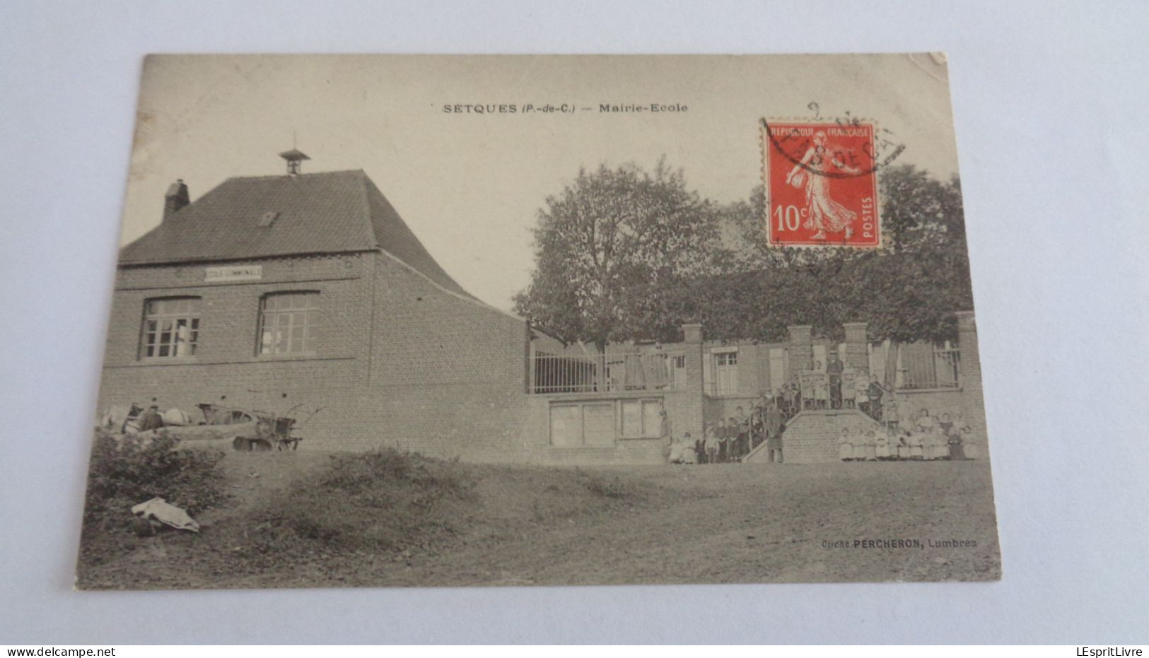 SETQUES Mairie Ecole Animée  62 Lumbres Pas De Calais Carte Postale Postcard CPA - Lumbres