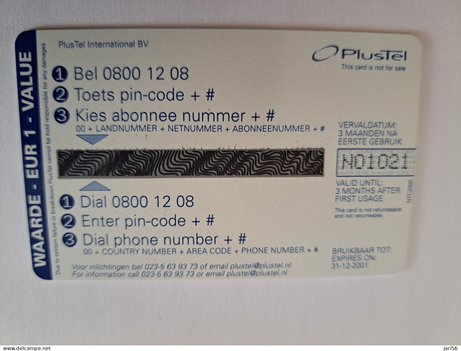 NETHERLANDS /  PREPAID/ NTC CLUB/ MEMBERCARD 2001/  €  1,-   - MINT  CARD  ** 13948** - Openbaar
